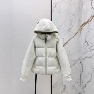 深圳南油25秋冬款时髦帅气亮丝针织连帽宽松显瘦面包羽绒服外套女