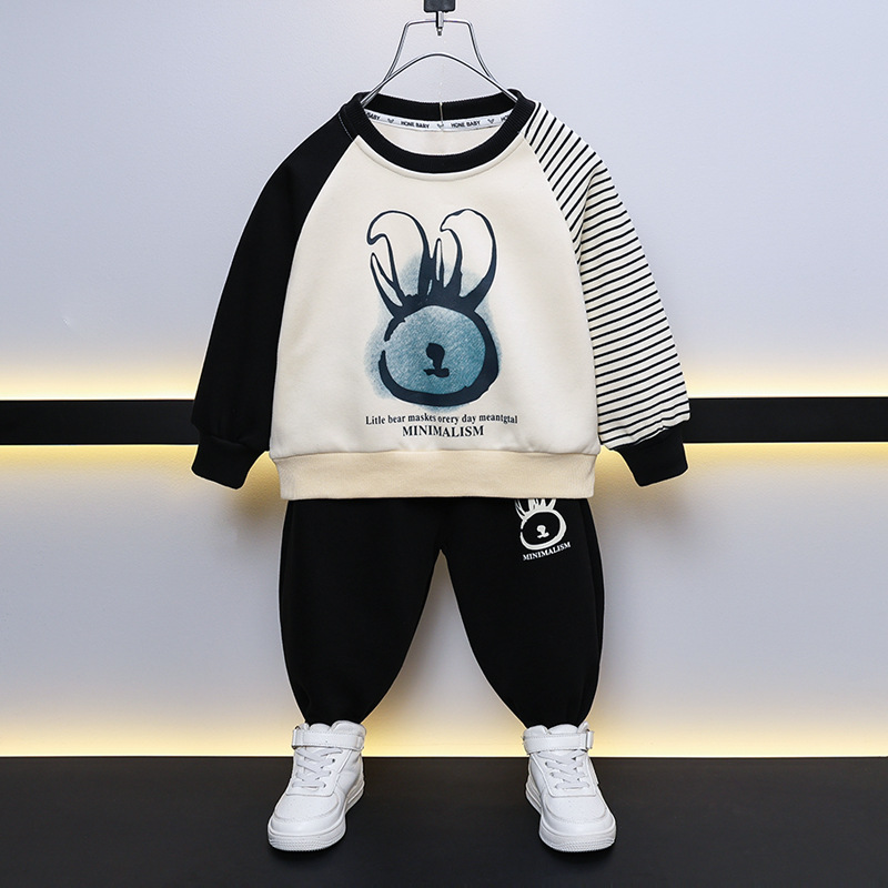 6119 Traje de suéter de niño para niños 2025 primavera y otoño nuevo estilo estilo occidental cosido de moda para bebés ropa de otoño de celebridades de Internet