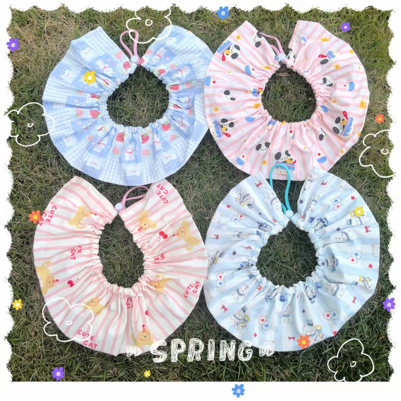 Новые весенне-летние хлопковые нагрудники для домашних кошек и собак, милая корейская версия с рисунком, маленькие, прозрачные, эластичные, регулируемые, полноразмерные.