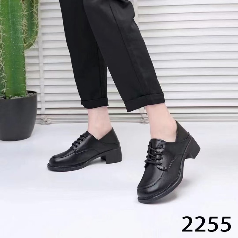 2255 春と秋の婦人靴ウェッジヒール深口シングルシューズ女性の本革ママの靴ソフトソールフラット中高年女性の革靴|undefined