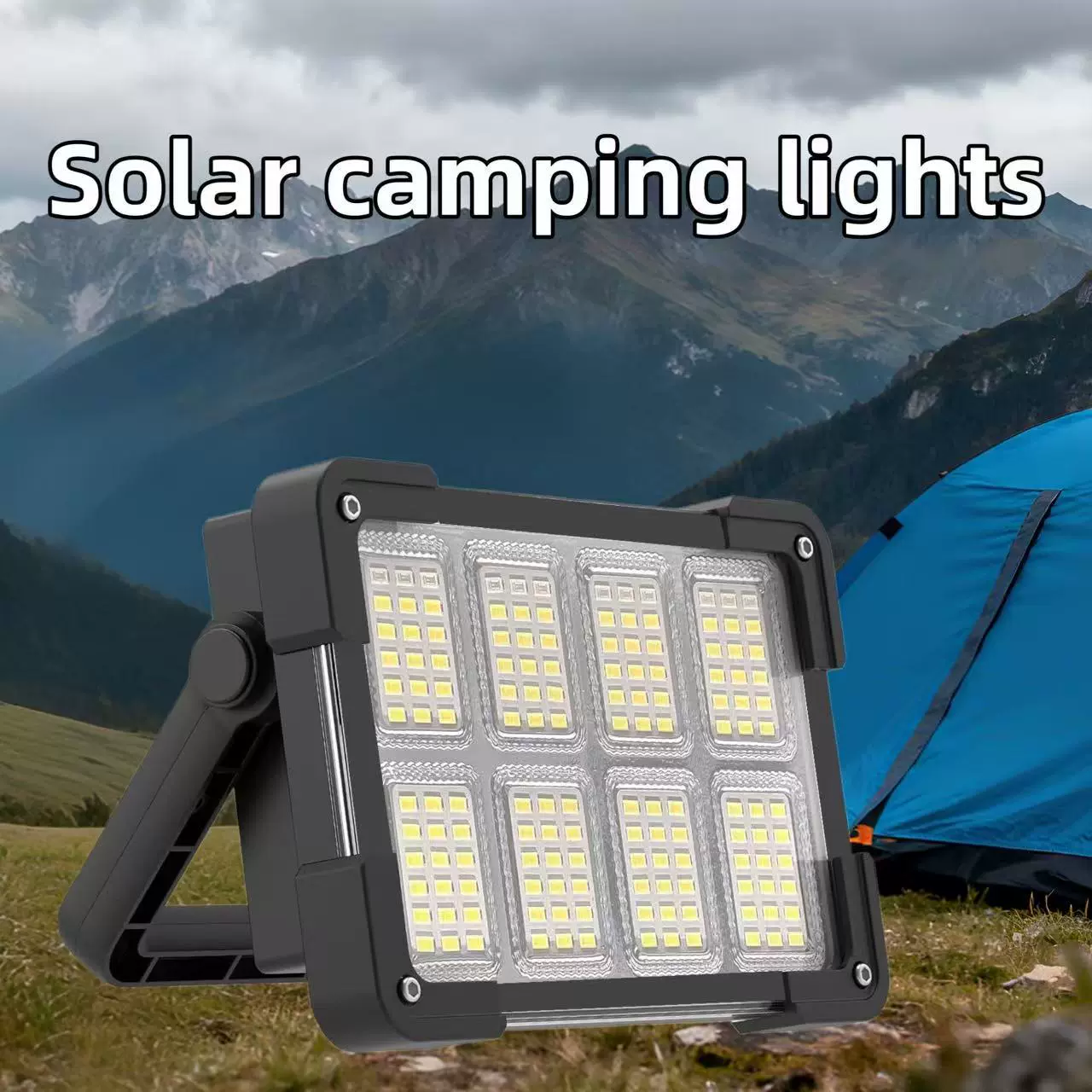 跨境太阳能应急照明便携式手提露营灯可充电USB多功能室外庭院灯