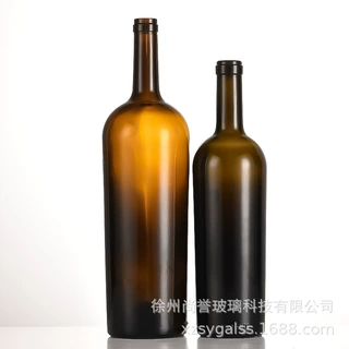 现货供应宽肩形状红酒瓶750ml 960g茶色葡萄酒罐装用可配高分子塞