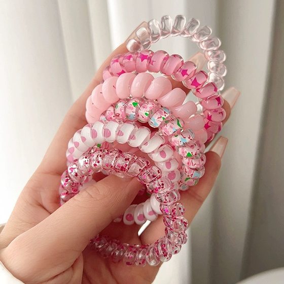 Sweet girl candy color headband gradient color series telephone line hair band hair rope female seamless hair band does not hurt hair headdress