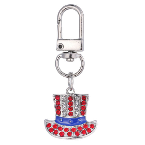 Cross-border US Independence Day Elements Red White Blue Flag Alloy Keychain Wings Love Pendant Five-pointed Star Hanging Ornaments