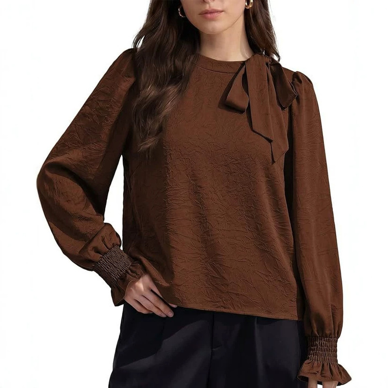 European and American cross-border Amazon fashion tie-dye irregular long-sleeve shirt for women, loose-fitting French-style versatile top
