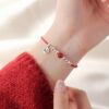 S925 Sterling Silver Blessing Red rope Bracelet Eun-joo Red agate temperament Bracelet Year of fate Chinese style Bracelets