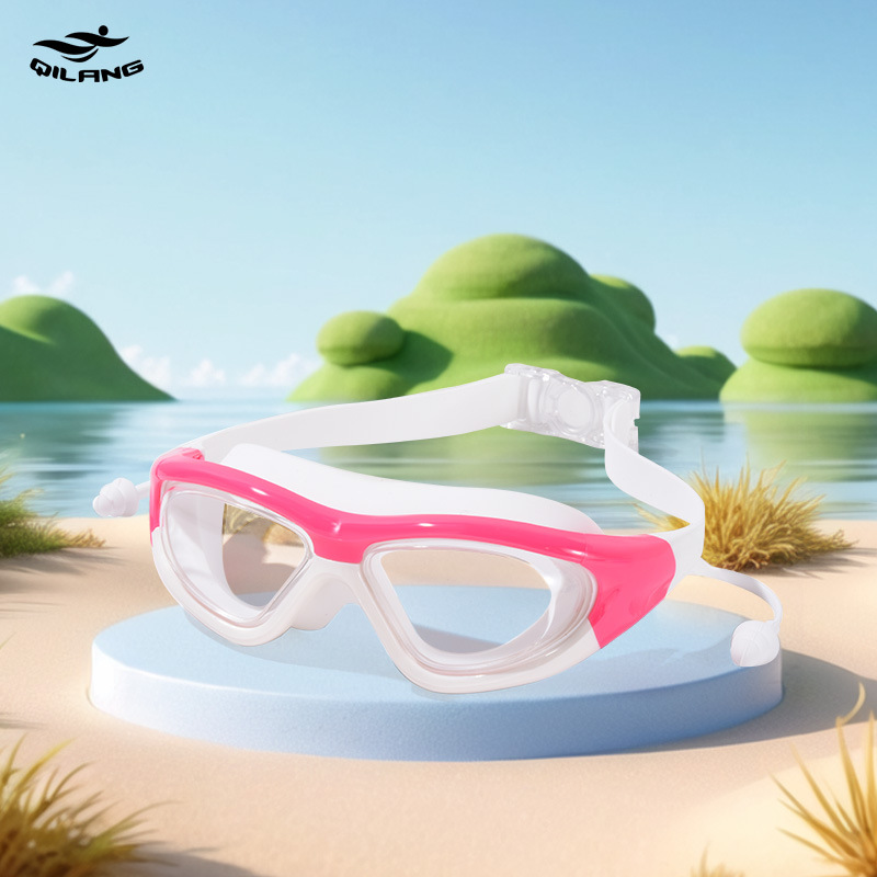 Gafas de Natación Infantiles Marco Grande de Policarbonato, Antivaho, Visión HD