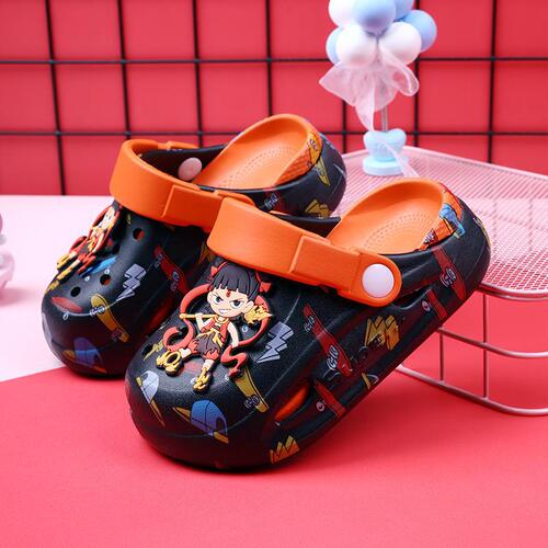 Summer New Nataku Children's Slippers Cute Cartoon Indoor and Outdoor Dual-Purpose One-Piece Children's Breathable Cool Slippers