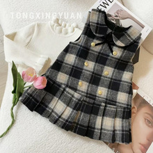 【童星圆】贵族学院风！女宝宝双排扣英伦风圣诞新年背心裙子新款