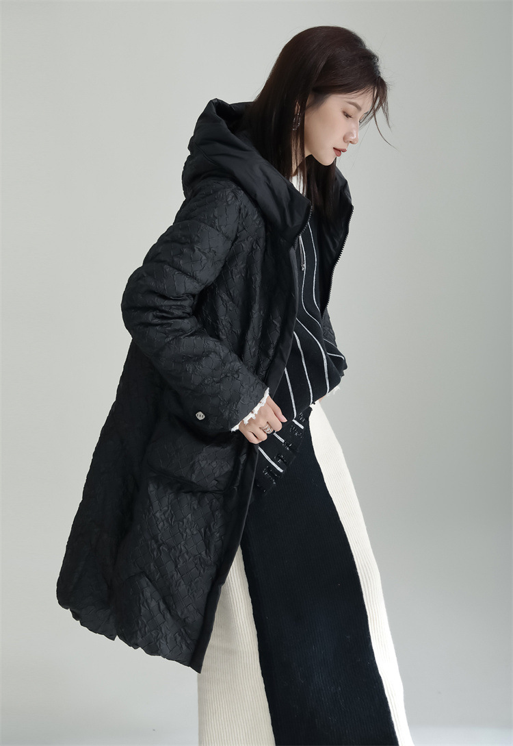 冬アウター 冬 ニュースタイル フード付き 厚手 セミロング ダウン