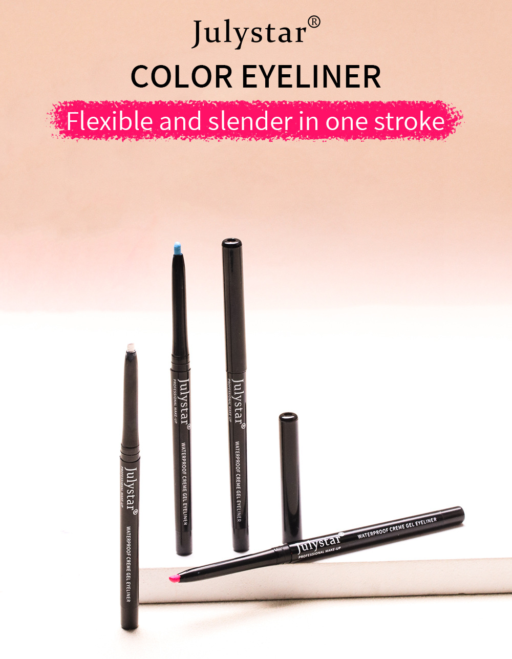 Julystar durable color gel waterproof and not easy to smudge white eyeliner pen_voghion.com
