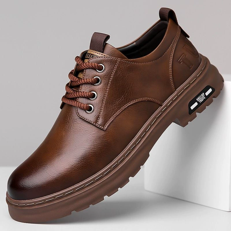 Martens, men's non-slip wear-resistant shoes for leather shoes, low breathable casual footwear English style, soft sole