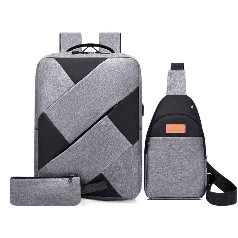 Трансграничный оптовый рюкзак из трех частей Новый Простой Досуг USB перезаряжаемый рюкзак деловая сумка для пригородного компьютера