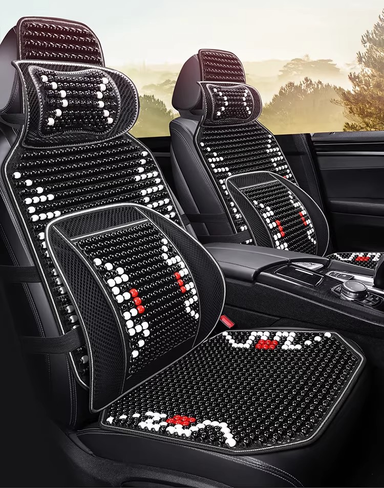 Car Seat Cushion Summer Cooling Wood Bead Ventilated Ice Silk Universal
