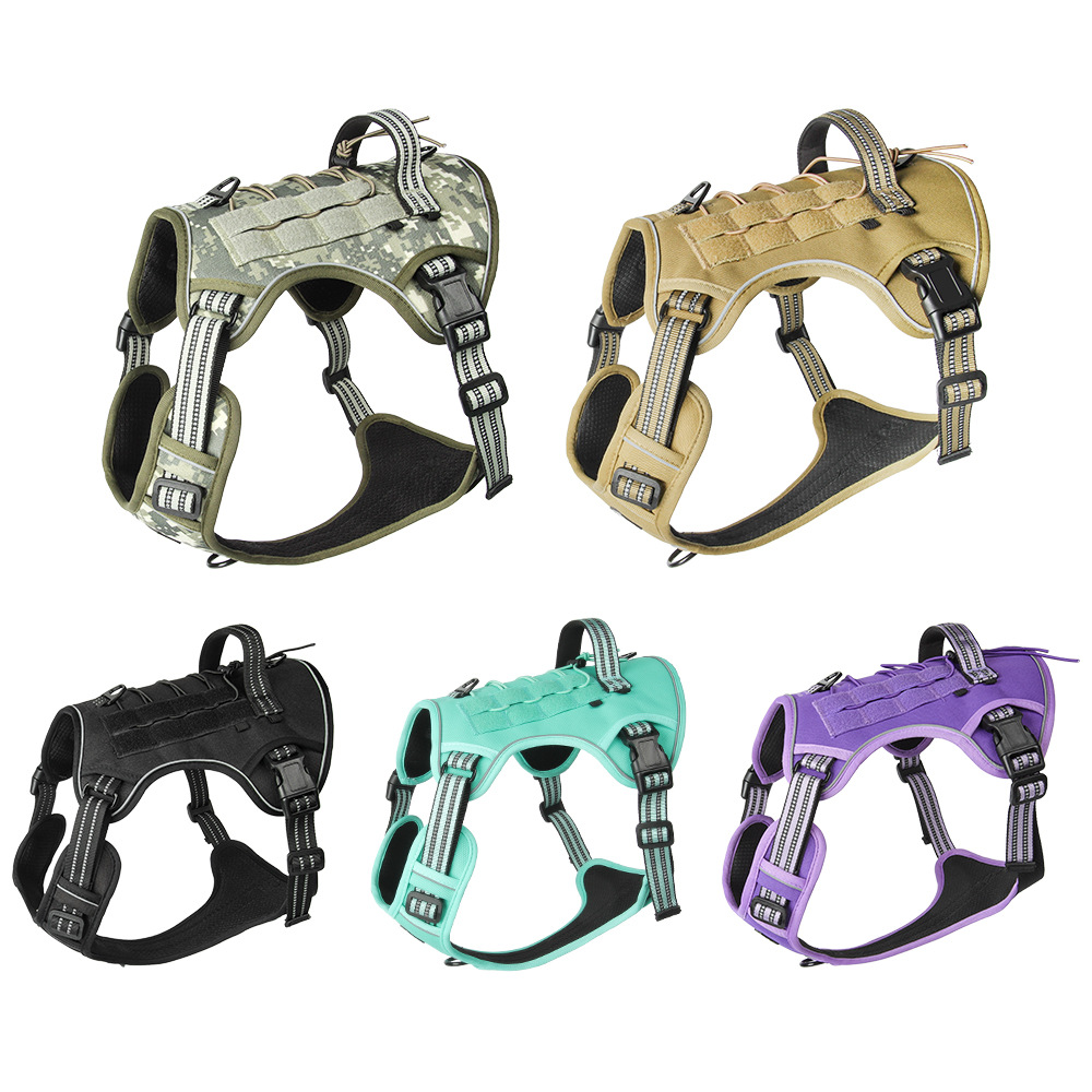 Dog Harness Multi-Functional Tactical Vest For Medium And Large Dogs With Large Dog Leash Explosion Proof_voghion.com