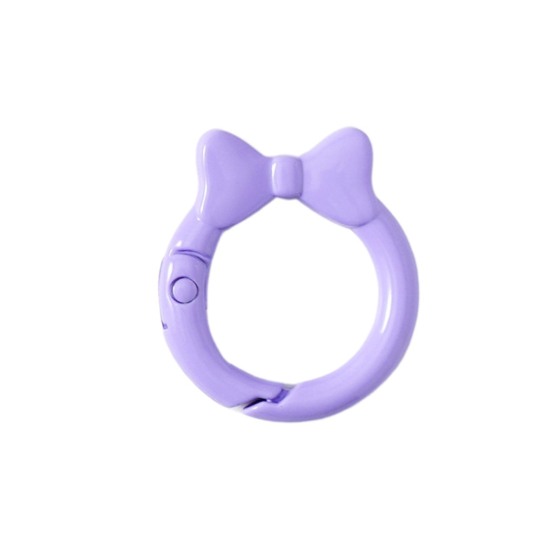 蝶結びカラースプリングバックル蝶ネクタイリング明るいスプリングリングキーホルダーDIY部品合金接続リング