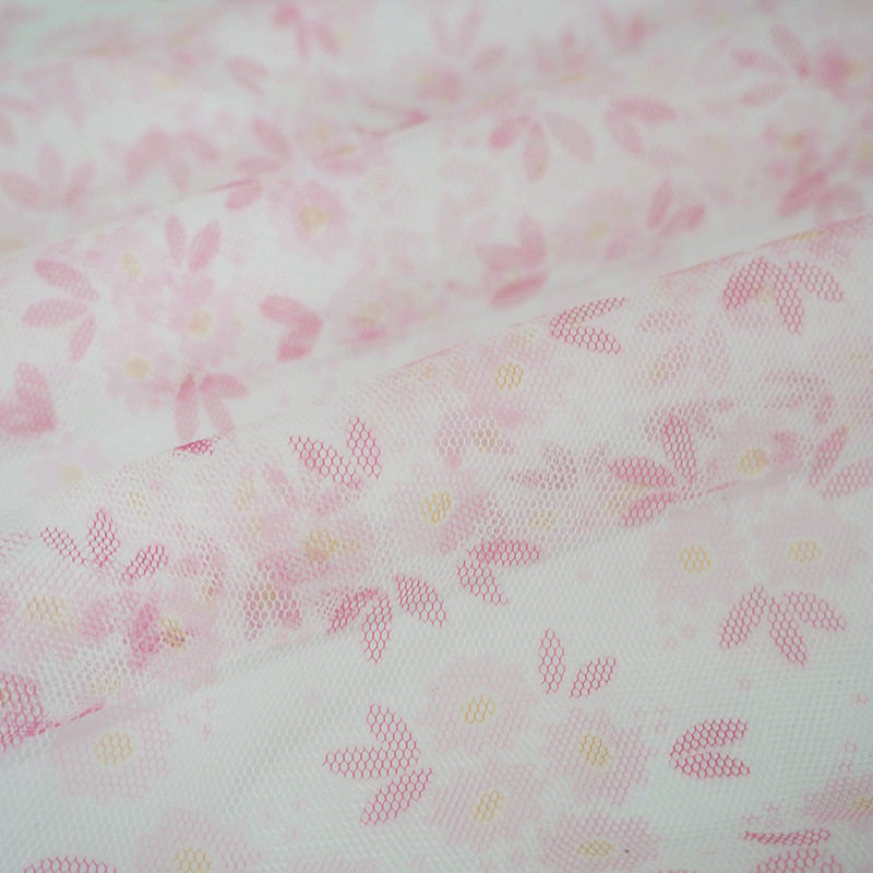 Nueva pequeña flor fresca impresa tela de malla tela de gaza vestido de ropa infantil vestido de princesa tela