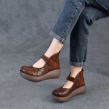 以一 Кожаные летние дышащие сапоги для отдыха на платформе, воловья кожа