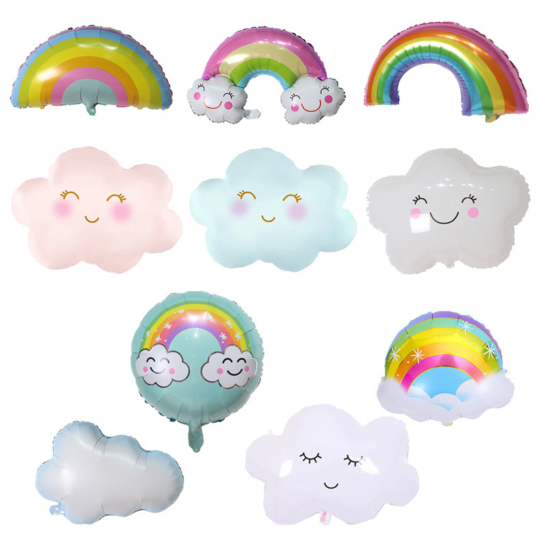 New special-shaped white cloud aluminum film balloon rainbow smile…