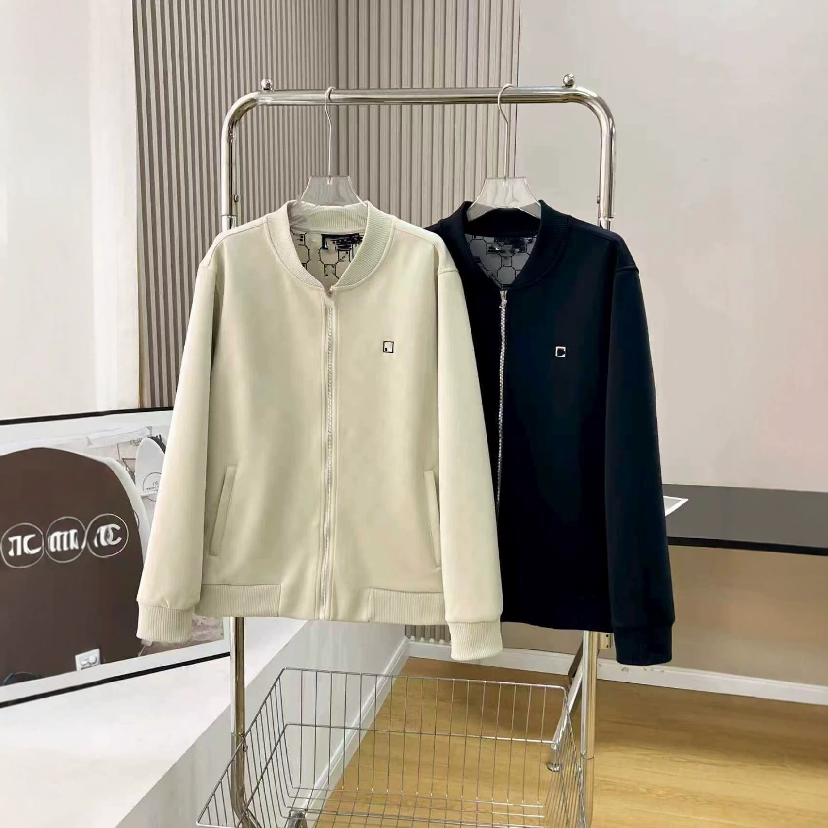 F Spring and Autumn new knitted casual commuter business jacket for men, fashionable, simple, versatile, warm, bomber jacket, baseball jacket