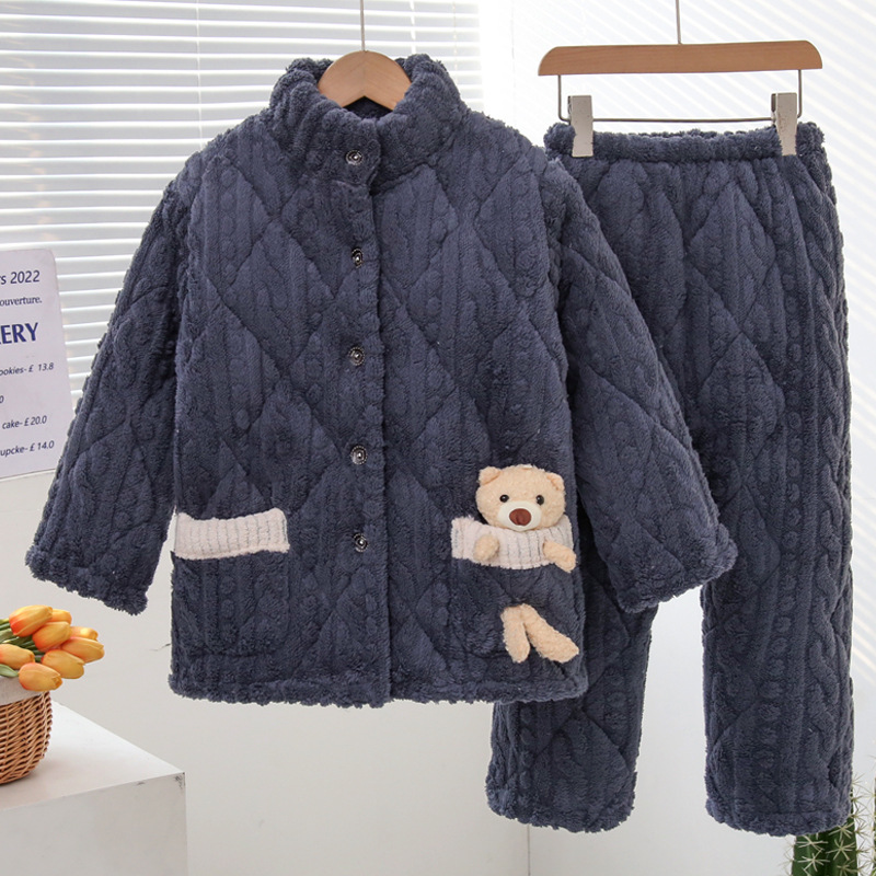 Pyjama chaud en molleton pour enfants filles et garçons_voghion.com