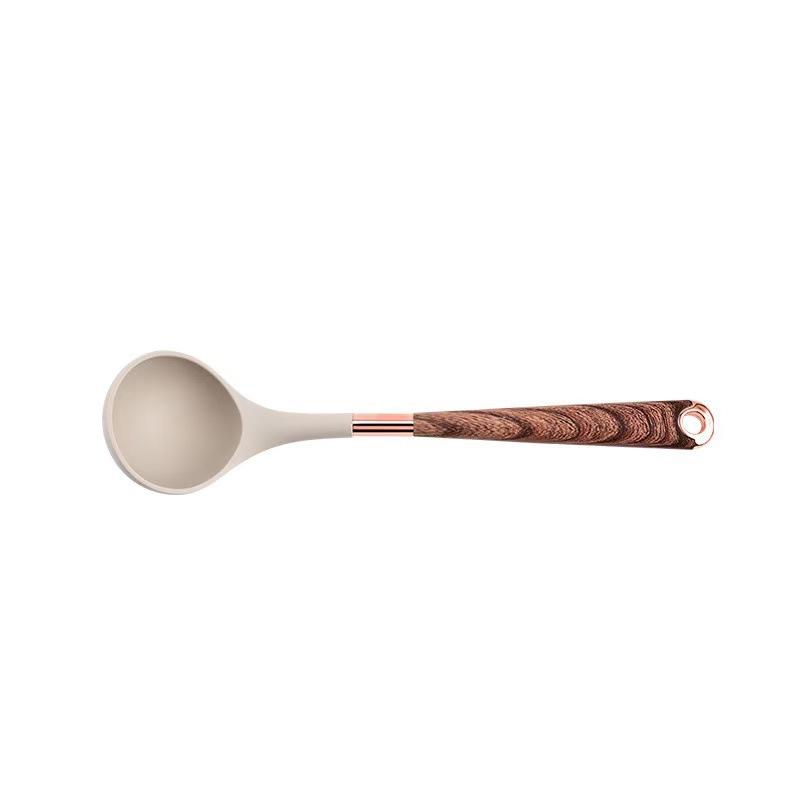 Nuevo conjunto de cocina de silicona transfronteriza 11 piezas de mango de madera chapado en oro no pegajoso de silicona 10 piezas en stock