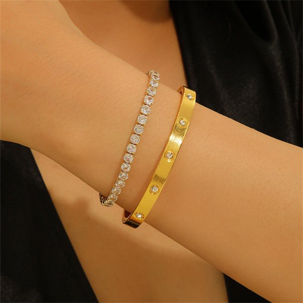 Cross-Border European and American Personalized Fashion Women's Zircon Bracelet Bracelet Combination Set Fashionable Temperament High-End Bracelet