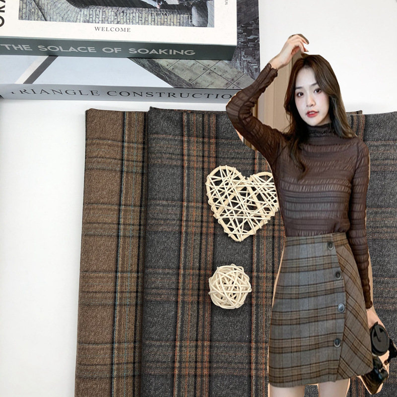 TR色织斜纹纬弹格子布童装裤料休闲外套衬衫箱包鞋帽时装格子面料