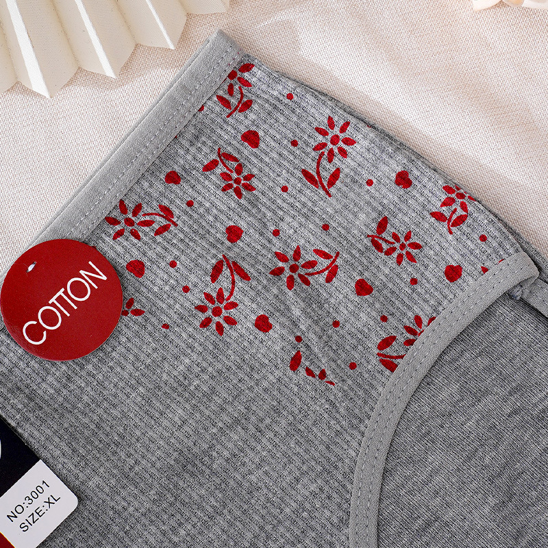 Calzoncillos de mujer de gran tamaño estampados en hilo pantalones de mamá pantalones de madre de algodón pantalones de madre comercio mayorista de calzoncillos de mujer transfronterizos