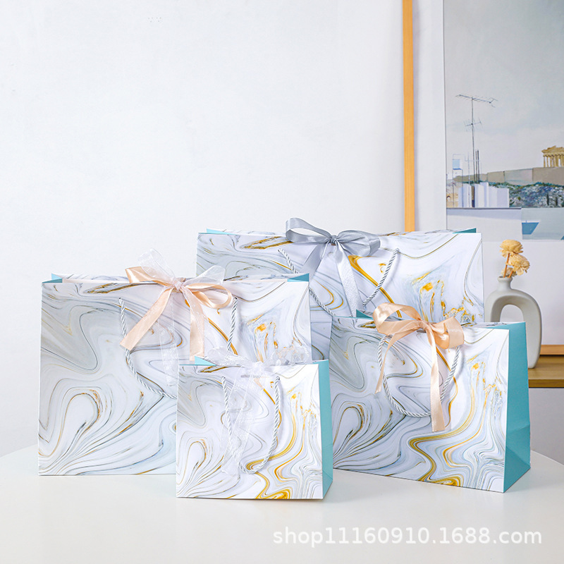 In stock ins style marbling gift bag gift bag paper bag clothing bag birthday gift bag