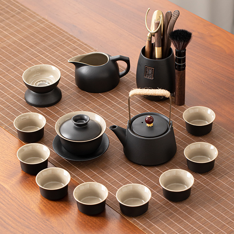 Cerámica negra esmaltada una olla cerámica doméstica cubierta taza de té taza de café taza de justicia taza cenicero lavado y filtrado de té