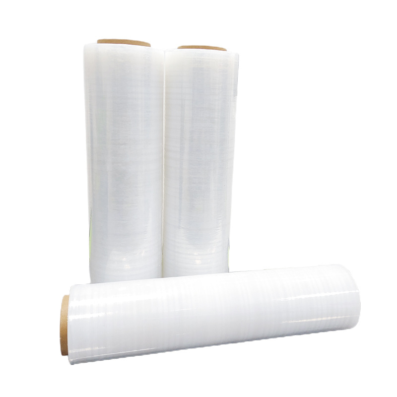 Embalaje de fábrica al por mayor película de bobinado PE película de estiramiento autoadhesiva protección del medio ambiente autoadhesiva a prueba de humedad película de embalaje transparente a prueba de polvo