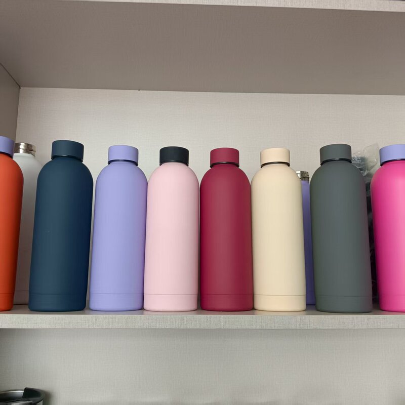 Rubber-Coated Small Mouth Bottle 304 Stainless Steel Vacuum Insulated Cup Cold Water Cup Outdoor Sports Water Bottle Kettle