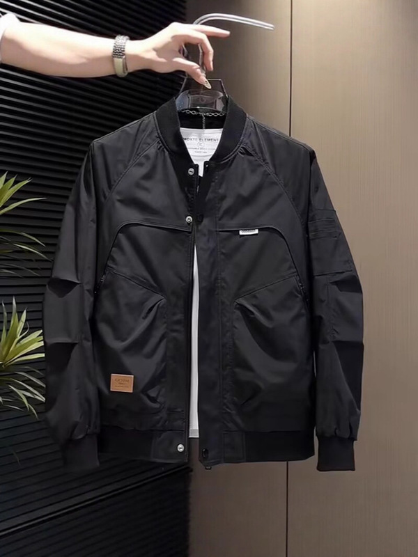 棒球服线条夹克男2025秋季潮牌工装男装美式复古宽松飞行员外套男|undefined