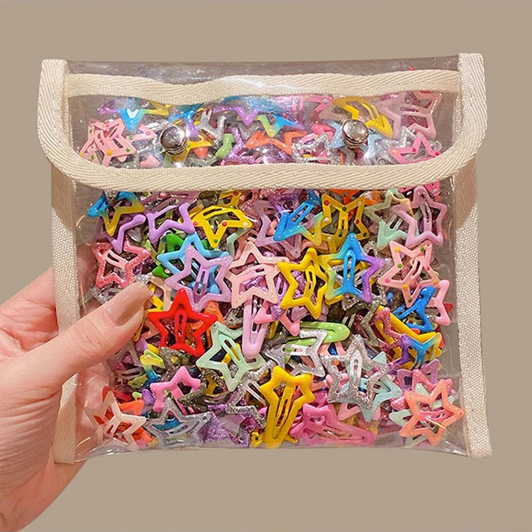 Dopamine Colorful Pentagon Star Fringe Hair Clip for Girls Sweetie Y2K Hair Accessory Side Bangs BB Clip Hair Pin Wholesale