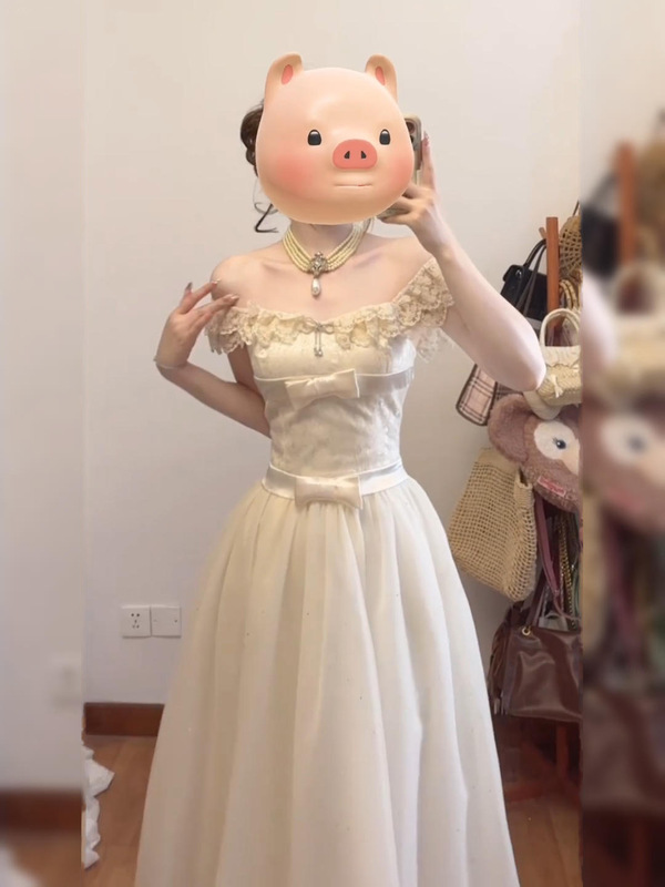 甘い重工業の金持ち娘のドレス女性の夏の美しいプリンセスドレス小さなフライングスリーブウエストロングスカート|undefined
