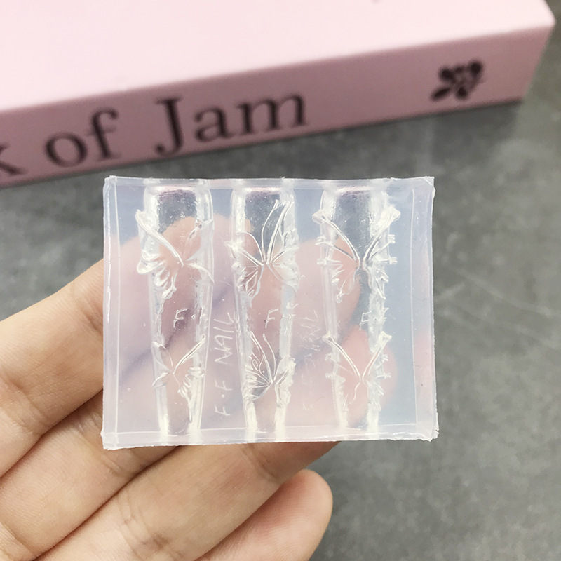 跨境批发蝴蝶结硅胶美甲模具立体链条串珠浮雕花纹穿戴甲装饰工具|undefined