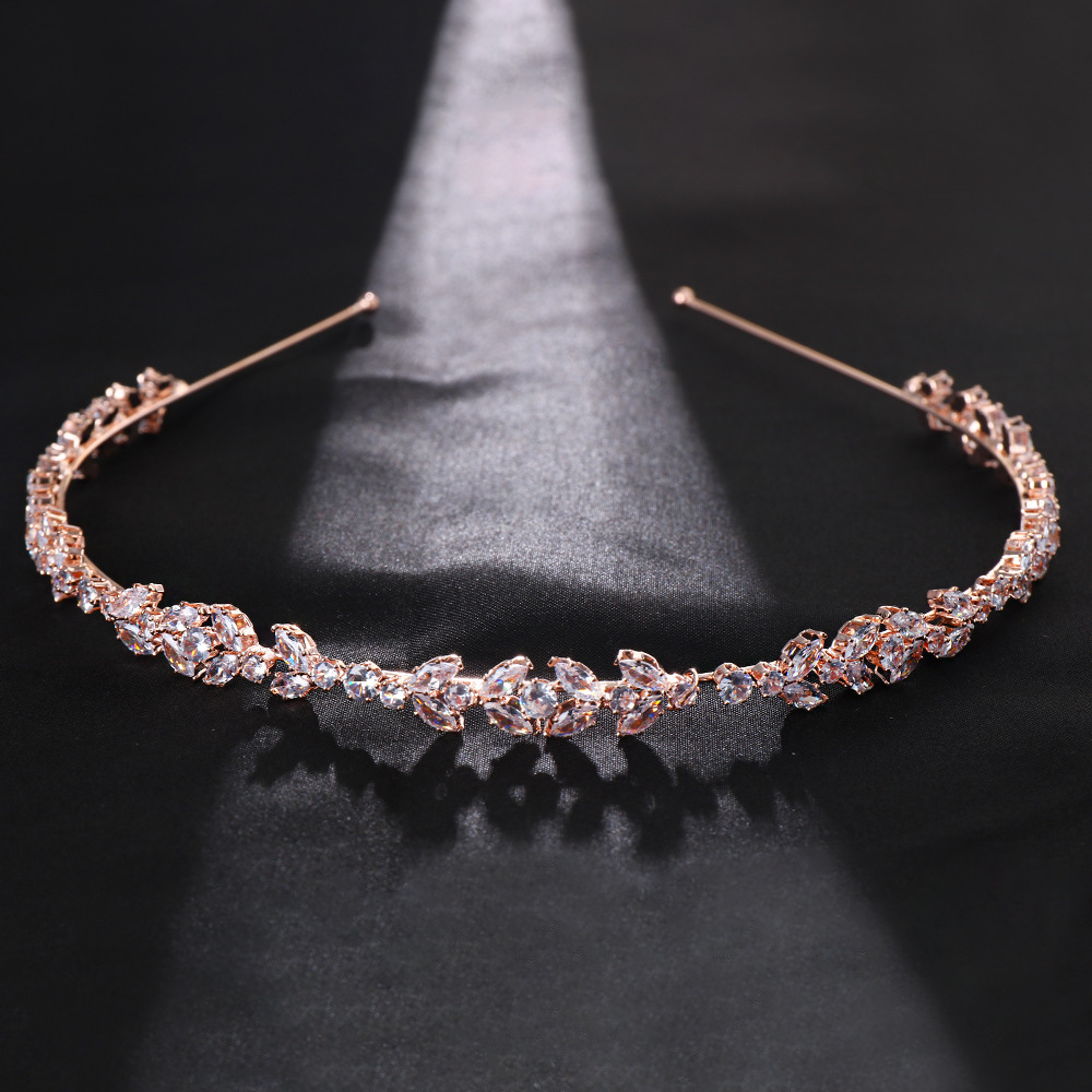 Europa y los Estados Unidos venta caliente hojas zircon bandas para el cabello de lujo temperamento de novia tocado de alta calidad accesorios banda para la cabeza