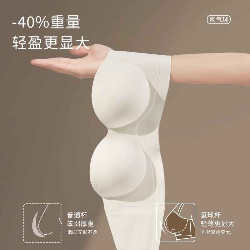 [Wear Cartoon Chest] Strapless Underwear Women's Gathering Non-slip Small Chest Large Summer Traceless Bra