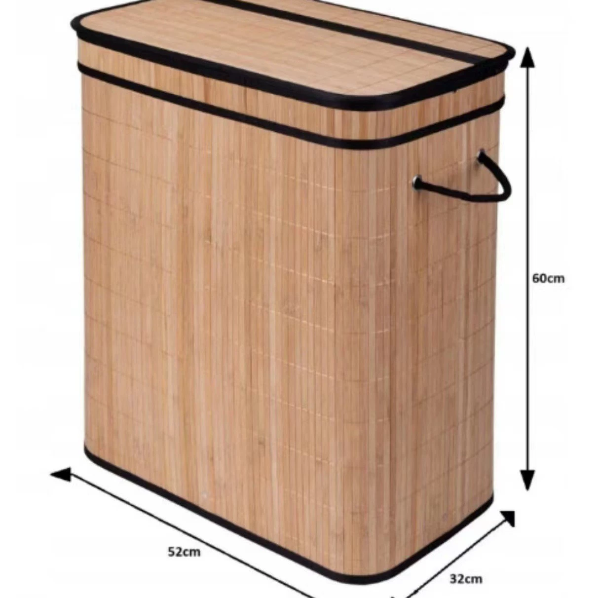 Foldable laundry basket, bamboo storage box 40×30×60 cm, large collapsible hamper