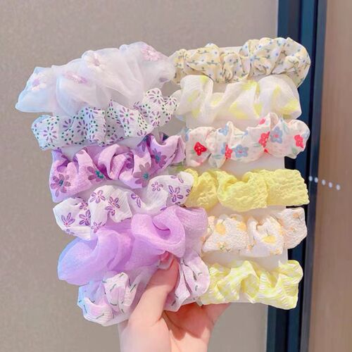 Children's Internet celebrity new sweet and non-harmful large intestine hair ring headdress cute little girl ball hair rope head flower