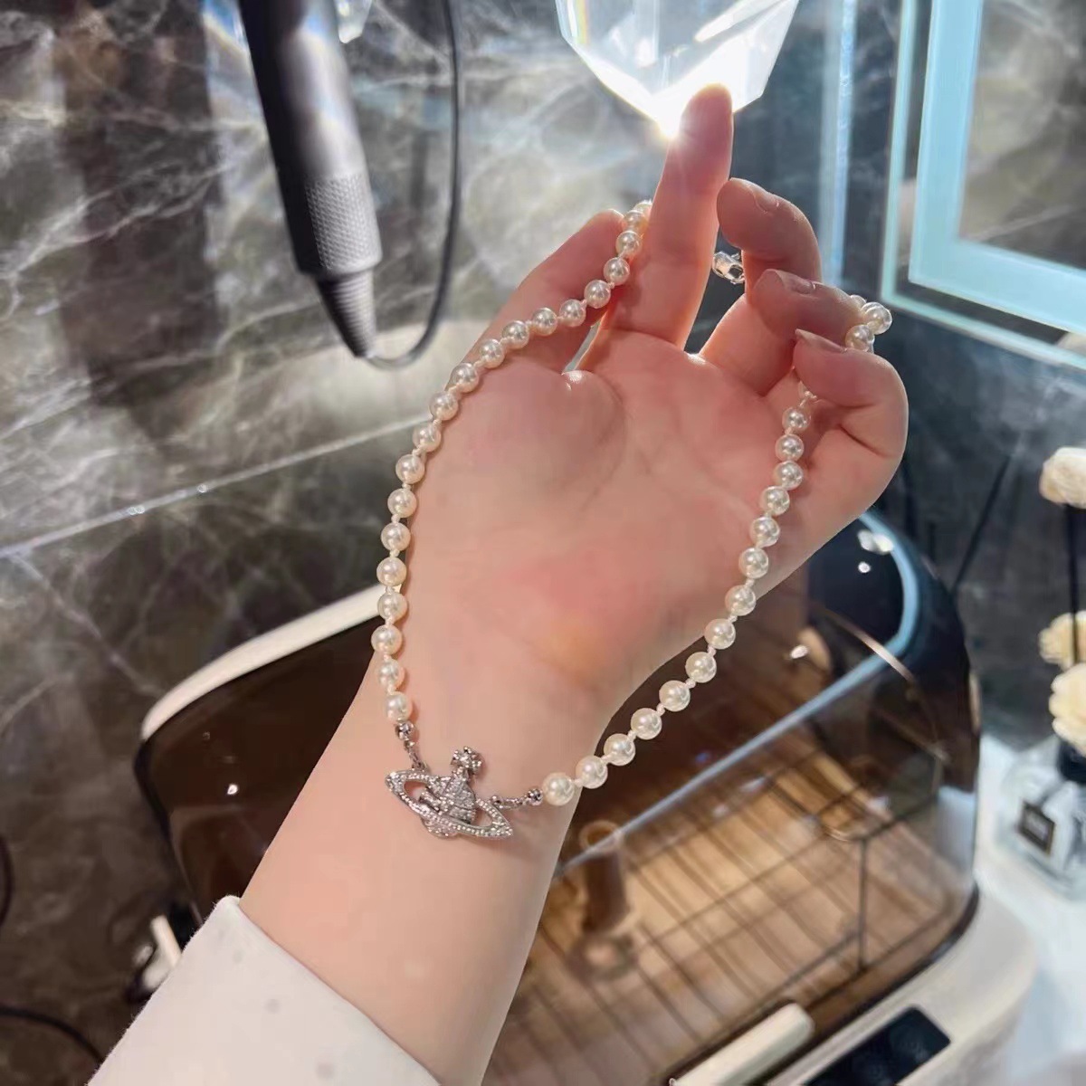 Hot Selling Queen Mother of the West Classic Saturn Pearl Necklace Women's High Version Light Luxury Versatile High-End Clavicle Chain Necklace