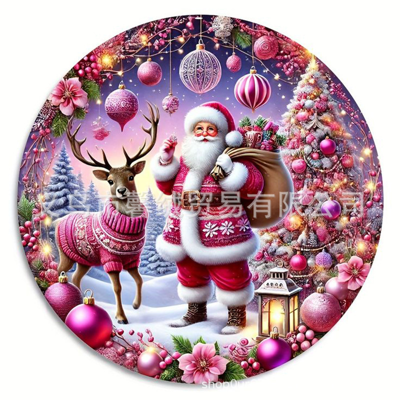 クロスボーダーホットセールクリスマスラウンドプレースマット雪だるまパターンデジタル印刷さまざまなオプションの工場直販|undefined