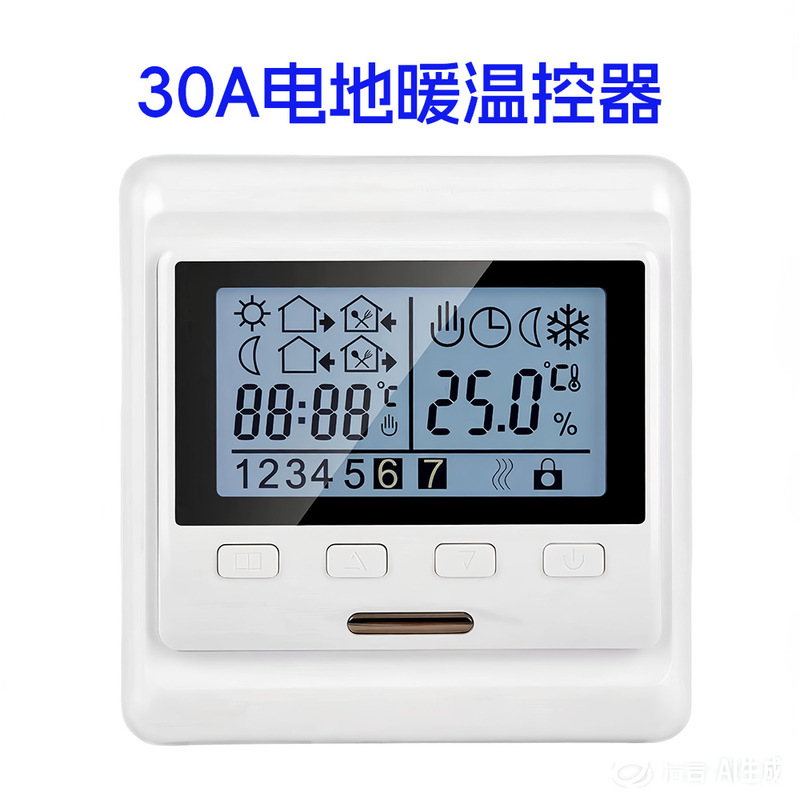 30A High-Power Load 6000W Electric Floor Heating Thermostat Weekly Programming Temperature Control Panel Includes 3m External Sensors 30A High-Power Load 6000W Electric Floor Heating Thermostat Weekly Programming Temperature Control Panel Includes 3m External Sensors