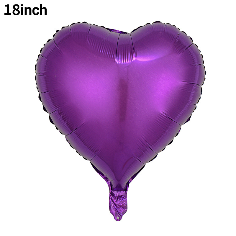 Globo de aluminio en forma de corazón de un solo color de 18 pulgadas para decoración de bodas y el Día de San Valentín, globo liso en forma de corazón para el Festival Qixi para la decoración de la sala de bodas.