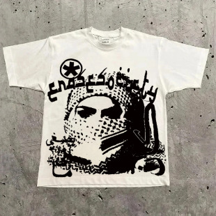 �W�a����Graphic T-shirt Men Women Vintage Top Hip Hop Street