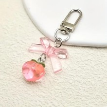 欧美跨境小清新甜酷桃子蝴蝶结钥匙扣 创意ins花朵星星爱心形饰品