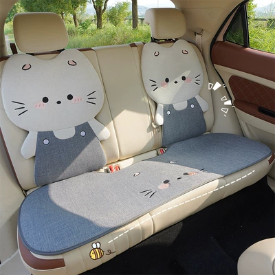 Seasons, Linen, Skin-Friendly, Breathable, Single-Piece Cartoon Seat cushion, seat cover