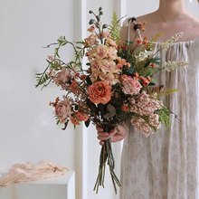 仿真花花束法式复古轻奢花艺婚礼场景布置假花仿真花高级感逼真