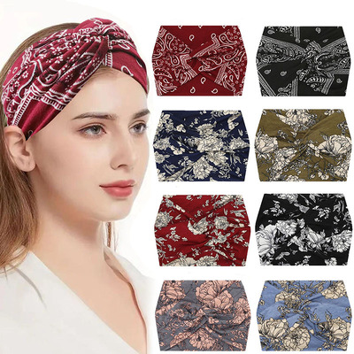 Cross border Broadside Hair band motion yoga Sweat Scarf Headgear Europe and America Retro Hairdo Socket wholesale